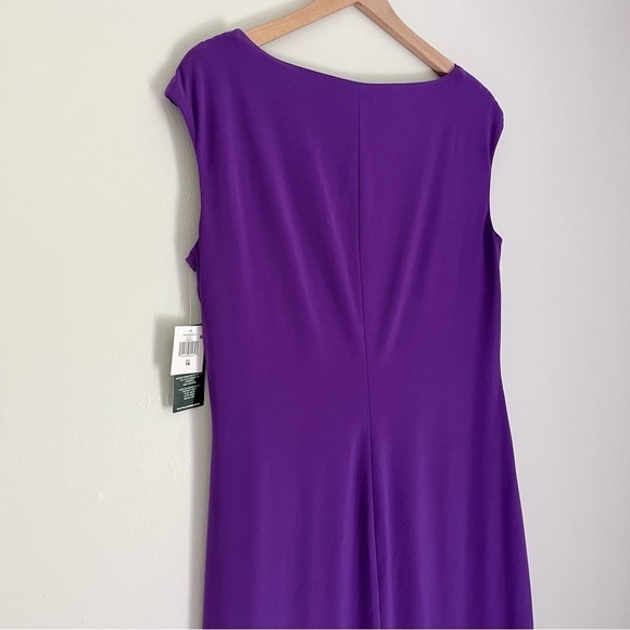 NWT Lauren Ralph Lauren Cowl Neck Cap Sleeve Knee Length Dress Purple Size 14 - Picture 4 of 9